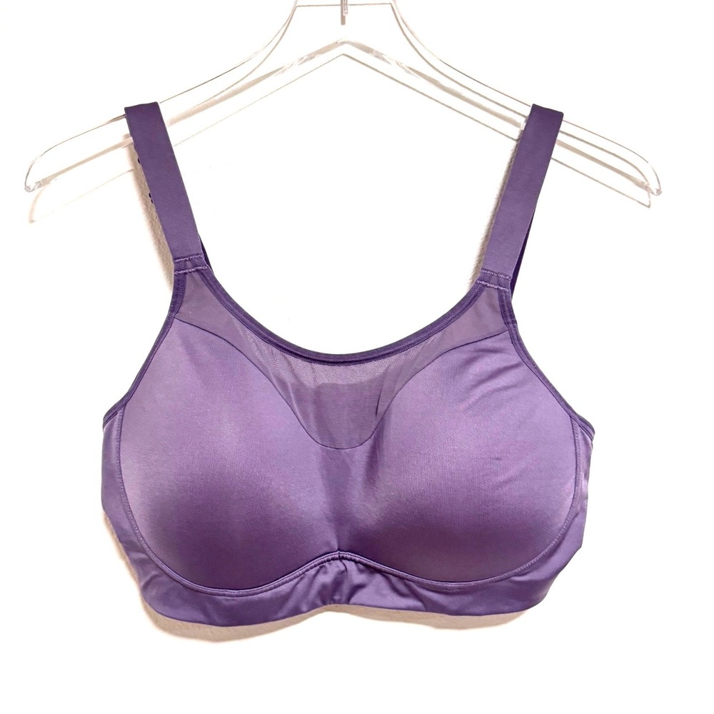 CALIA Go All Out High Support Sports Bra Purple Mesh Inset Full Coverage